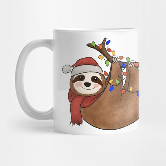 sloth christmas tree lights funny sloth by Mitsue Kersting